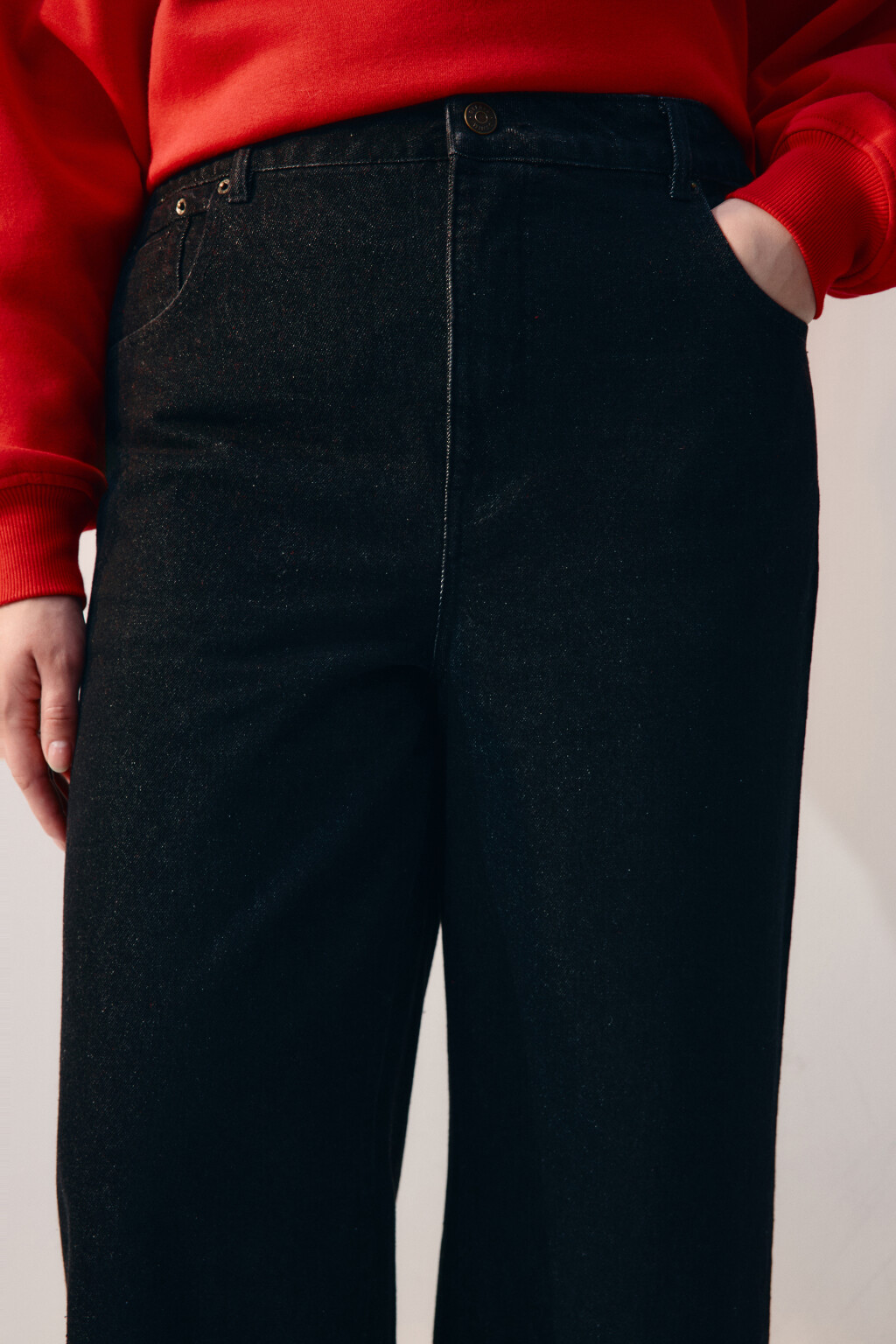 Джинсы baggy fit утепленные с начесом - цвет черный - 5