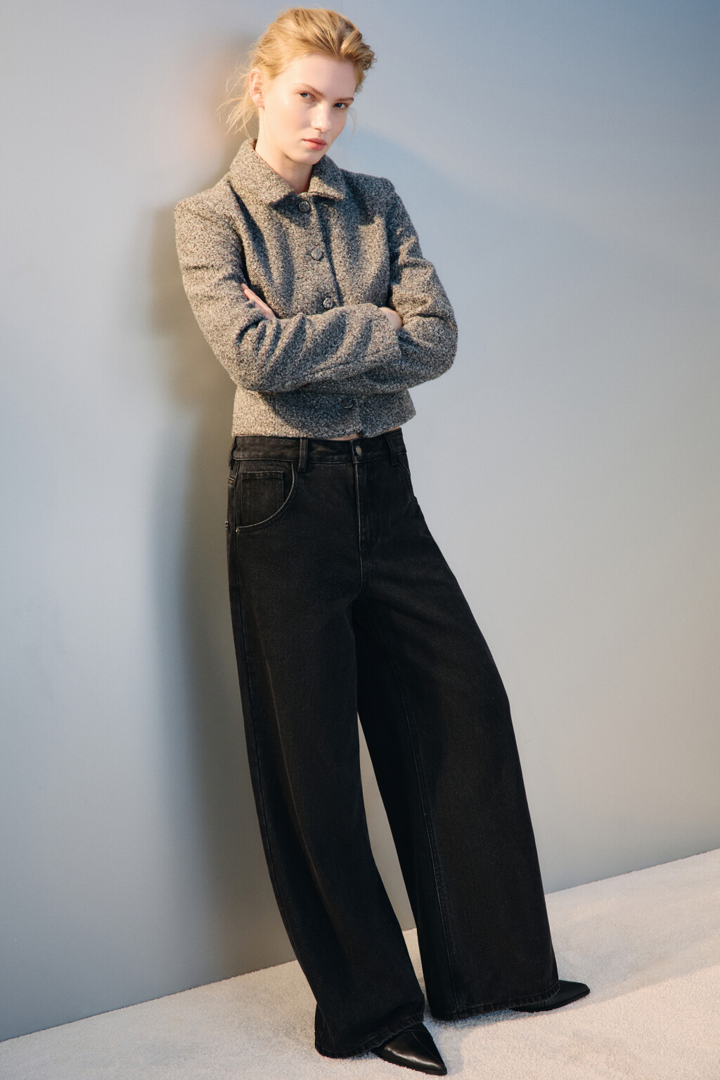 Джинсы baggy fit со средней посадкой - цвет серый - 1