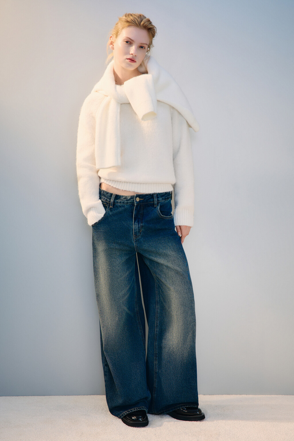 Джинсы baggy fit со средней посадкой - цвет темный тинт - 1