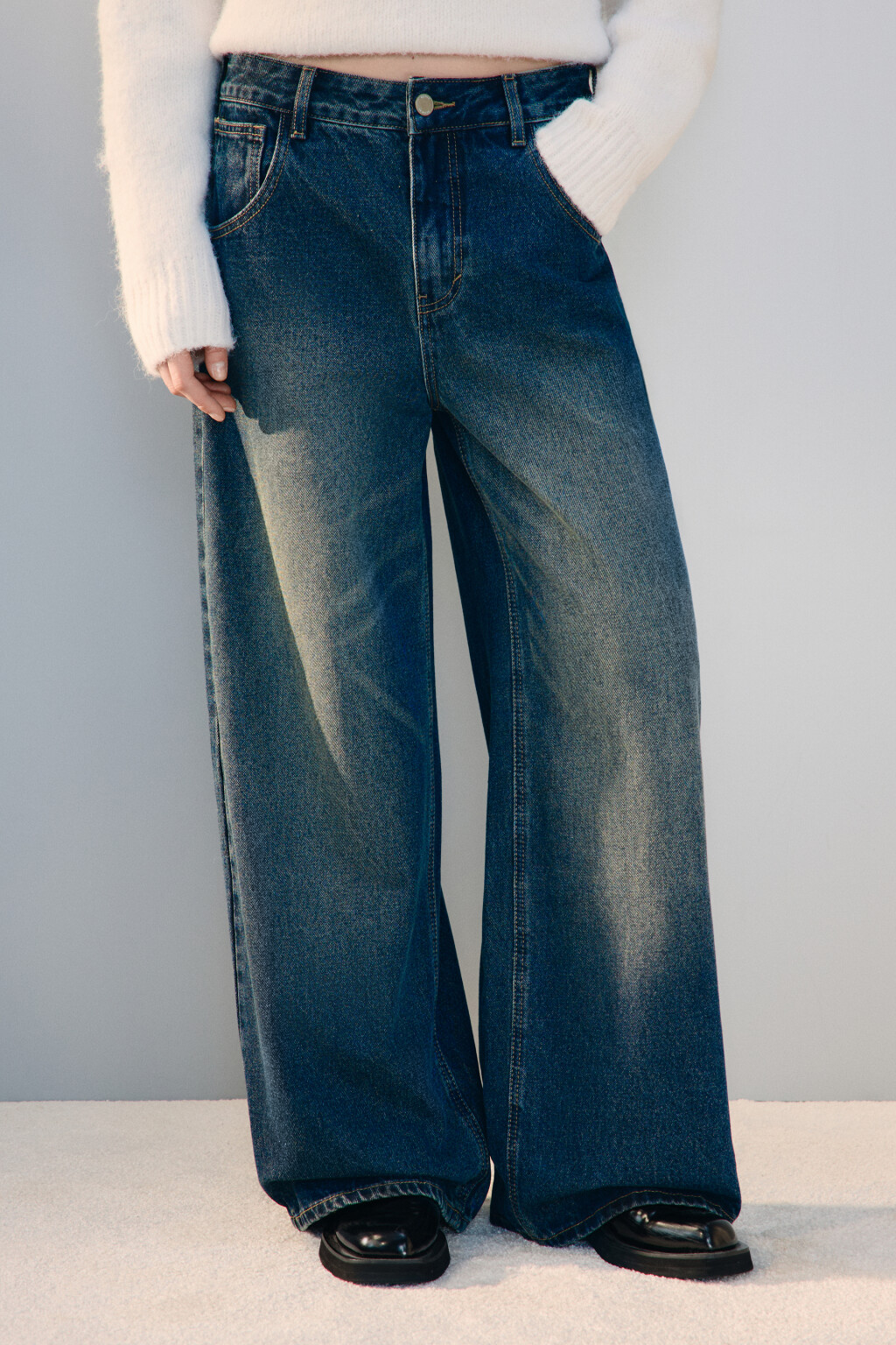 Джинсы baggy fit со средней посадкой - цвет темный тинт - 2