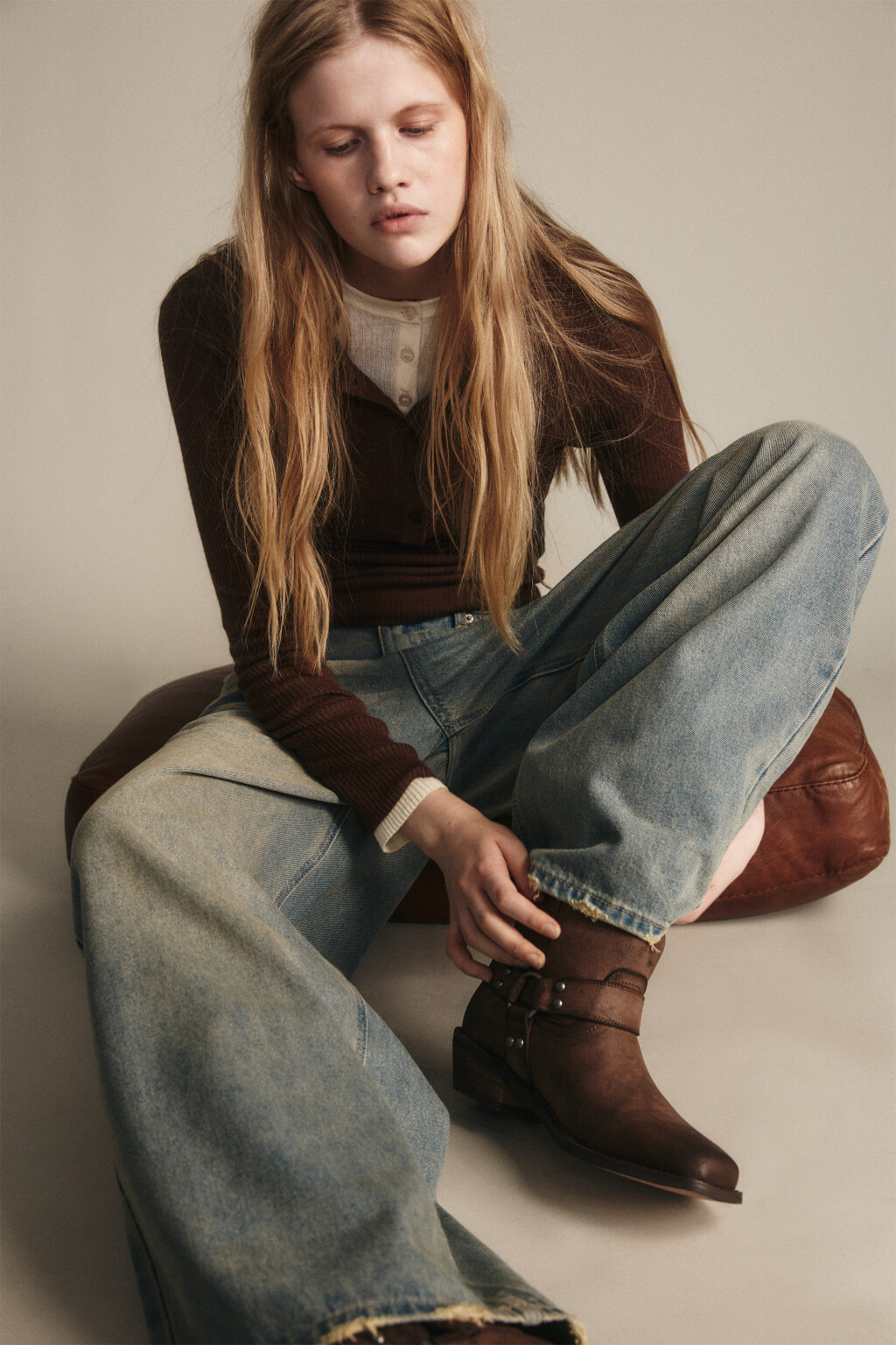 Джинсы baggy fit со средней посадкой - цвет синий - 1