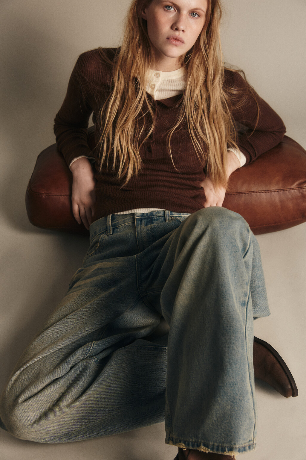 Джинсы baggy fit со средней посадкой - цвет синий - 2