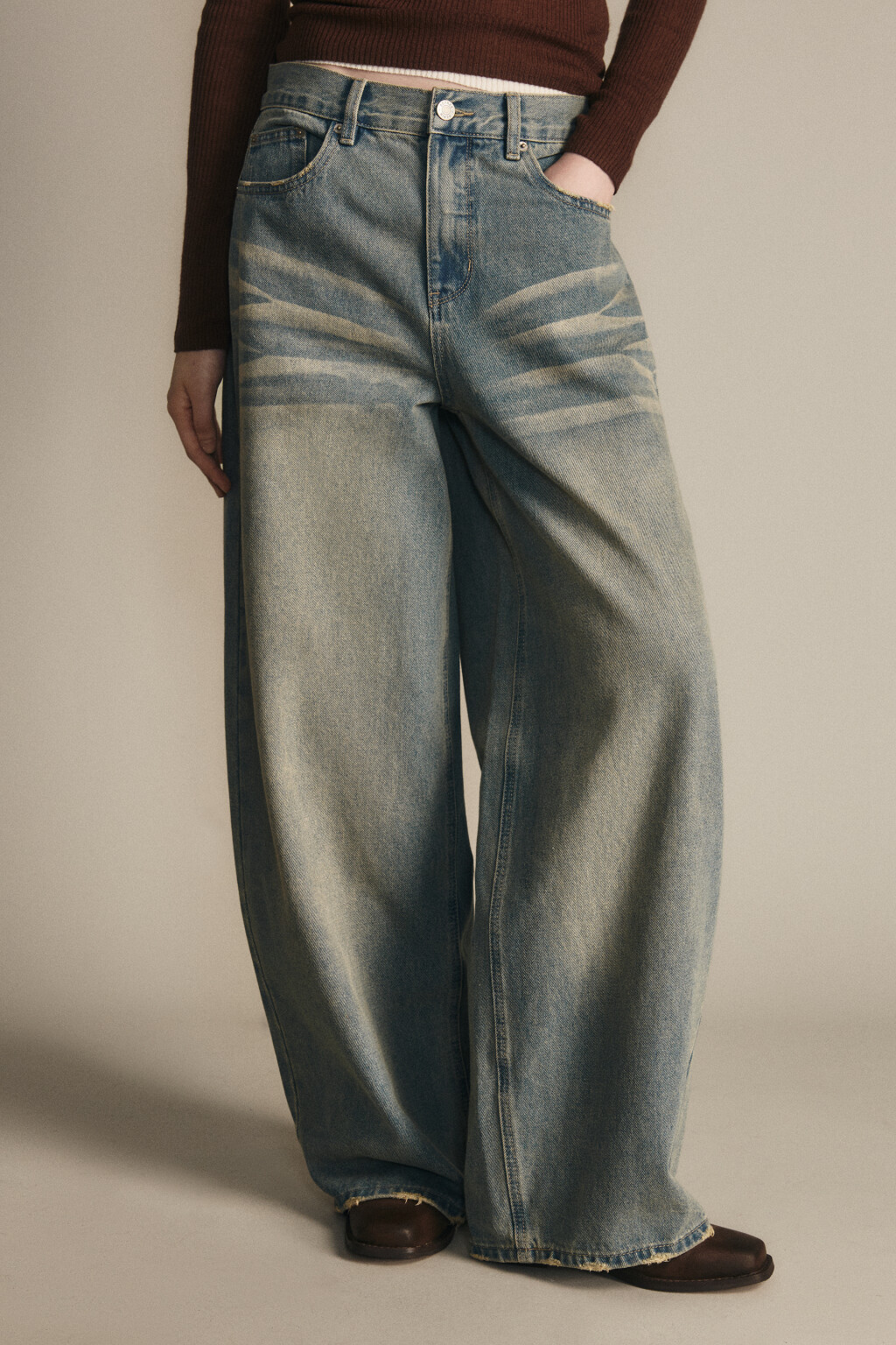 Джинсы baggy fit со средней посадкой - цвет синий - 3