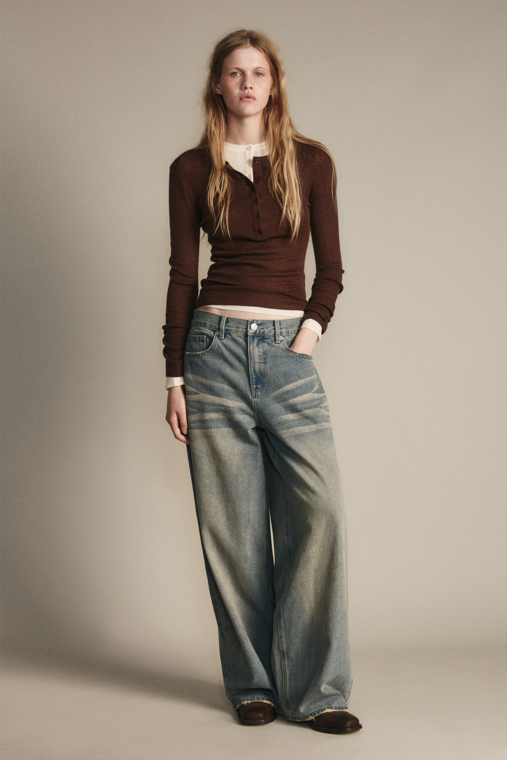 Джинсы baggy fit со средней посадкой - цвет синий - 5