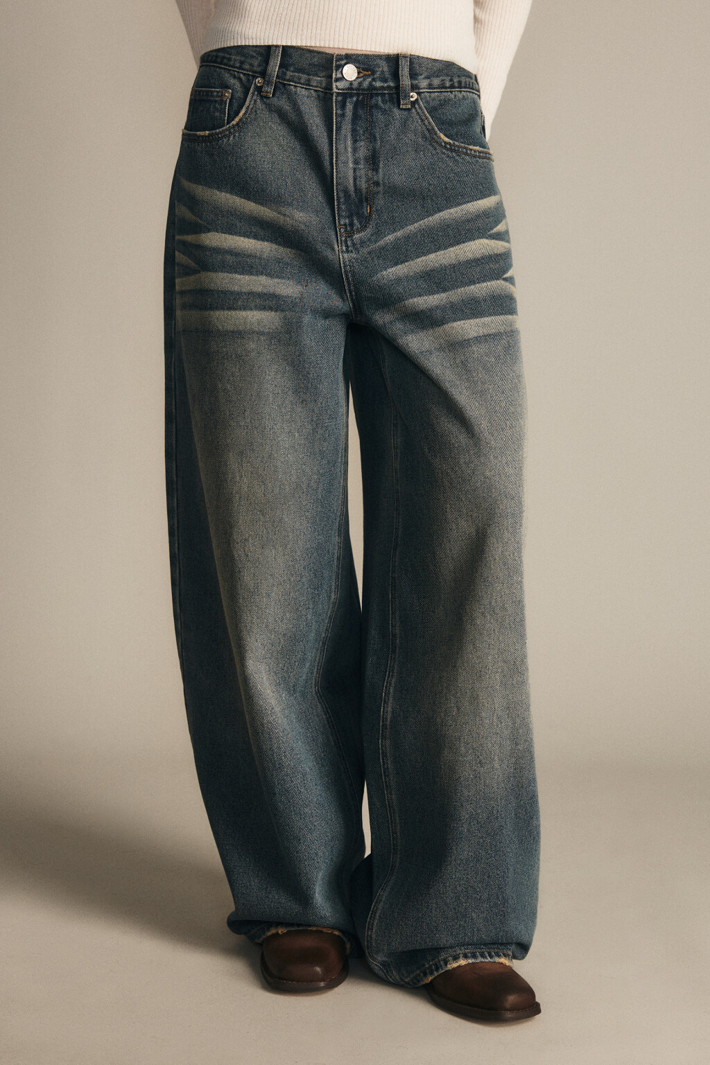 Джинсы baggy fit со средней посадкой - цвет темный тинт - 2