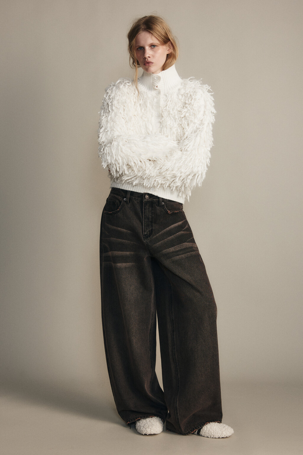 Джинсы baggy fit со средней посадкой - цвет коричневый - 4