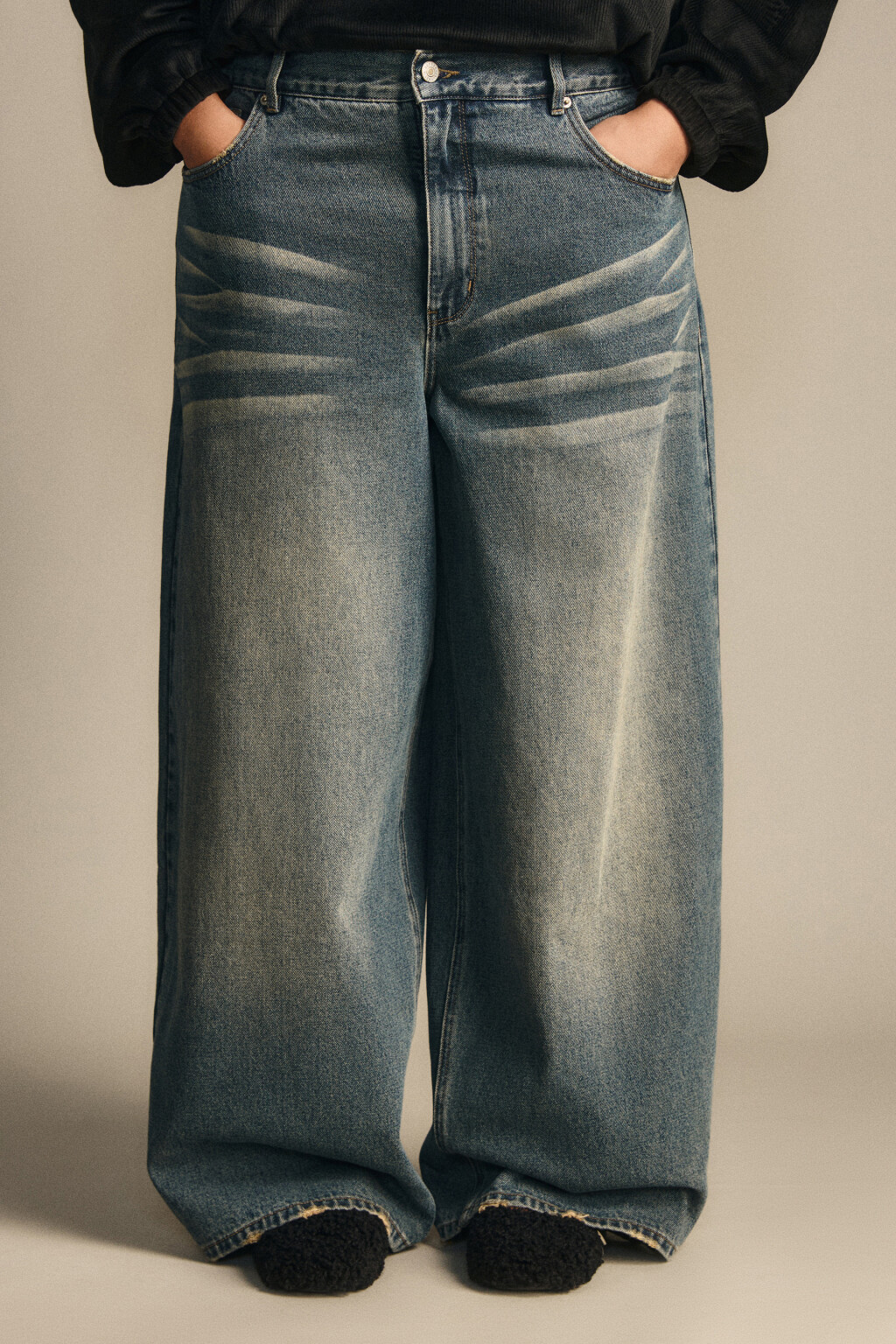 Джинсы baggy fit со средней посадкой - цвет темный тинт - 4