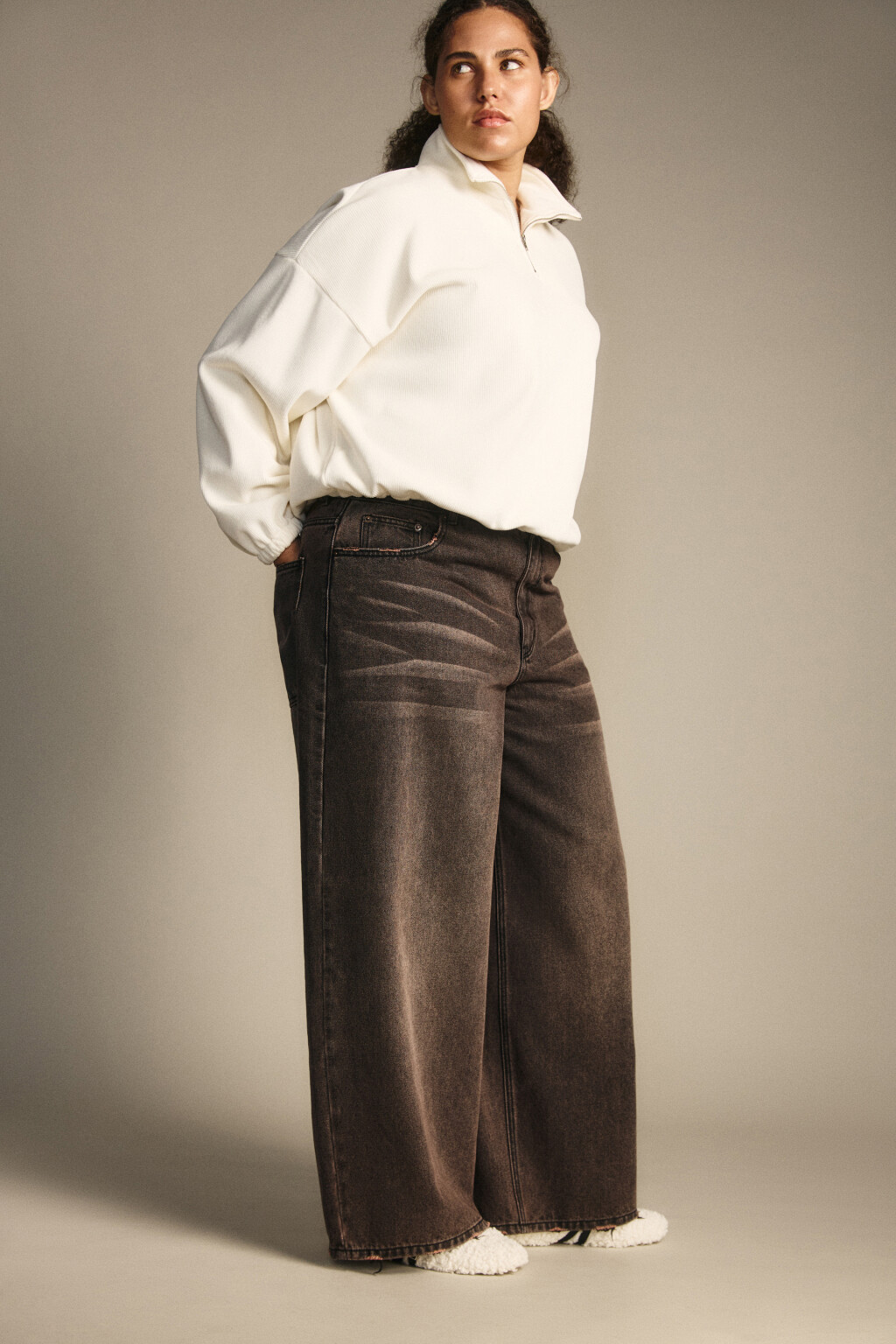 Джинсы baggy fit со средней посадкой - цвет коричневый - 3