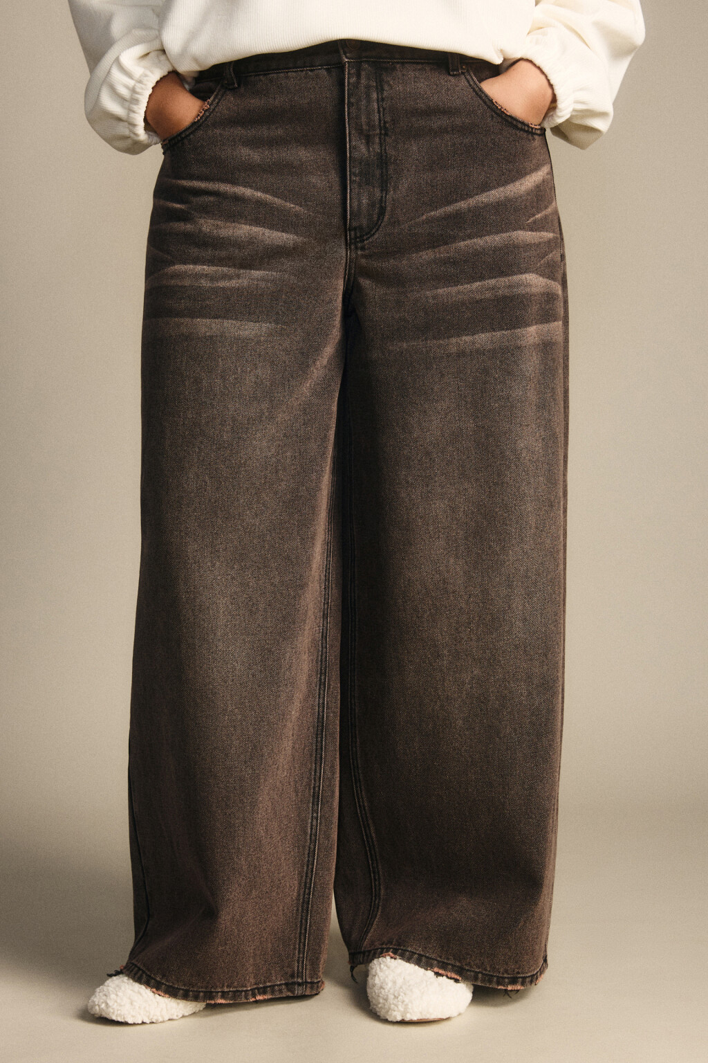 Джинсы baggy fit со средней посадкой - цвет коричневый - 4