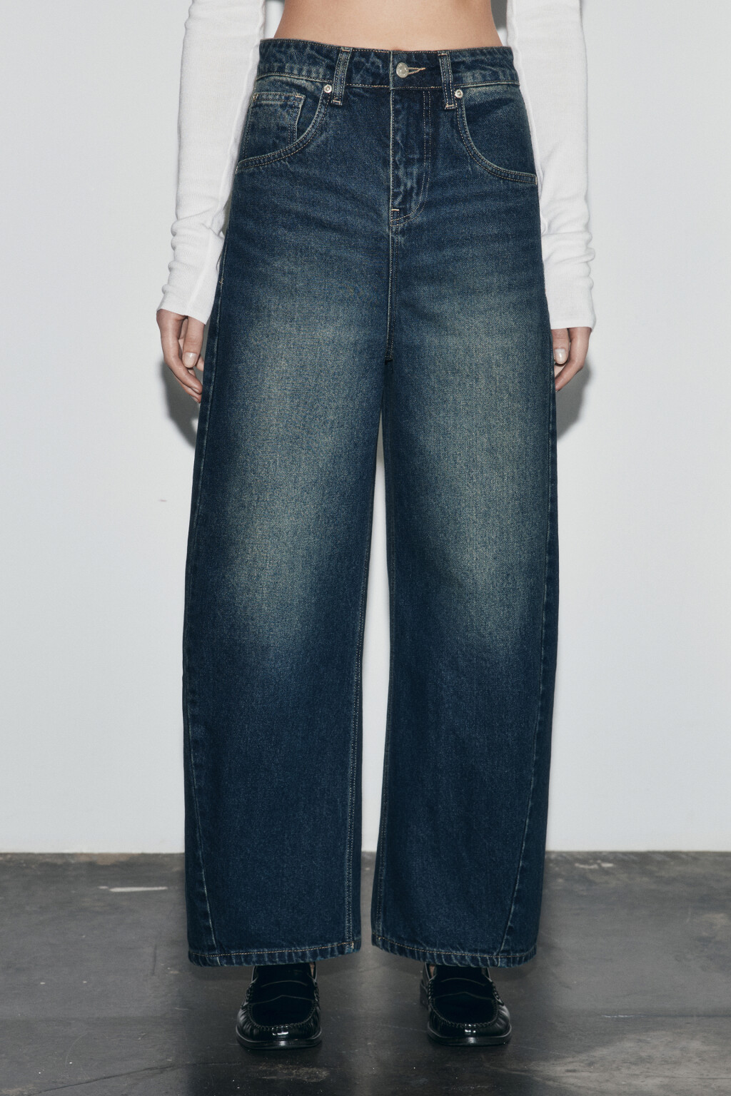 Джинсы barrel fit с высокой посадкой - цвет голубой - 3