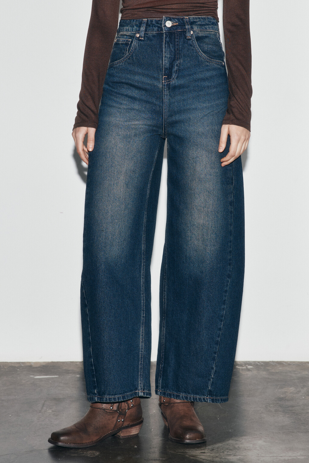 Джинсы barrel fit с высокой посадкой - цвет темный тинт - 2