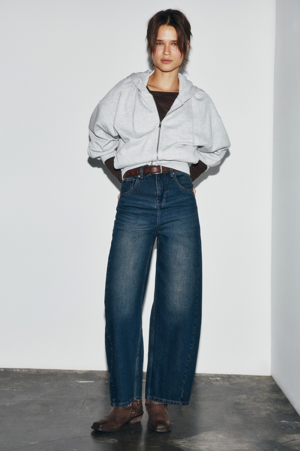 Джинсы barrel fit с высокой посадкой - цвет темный тинт - 4