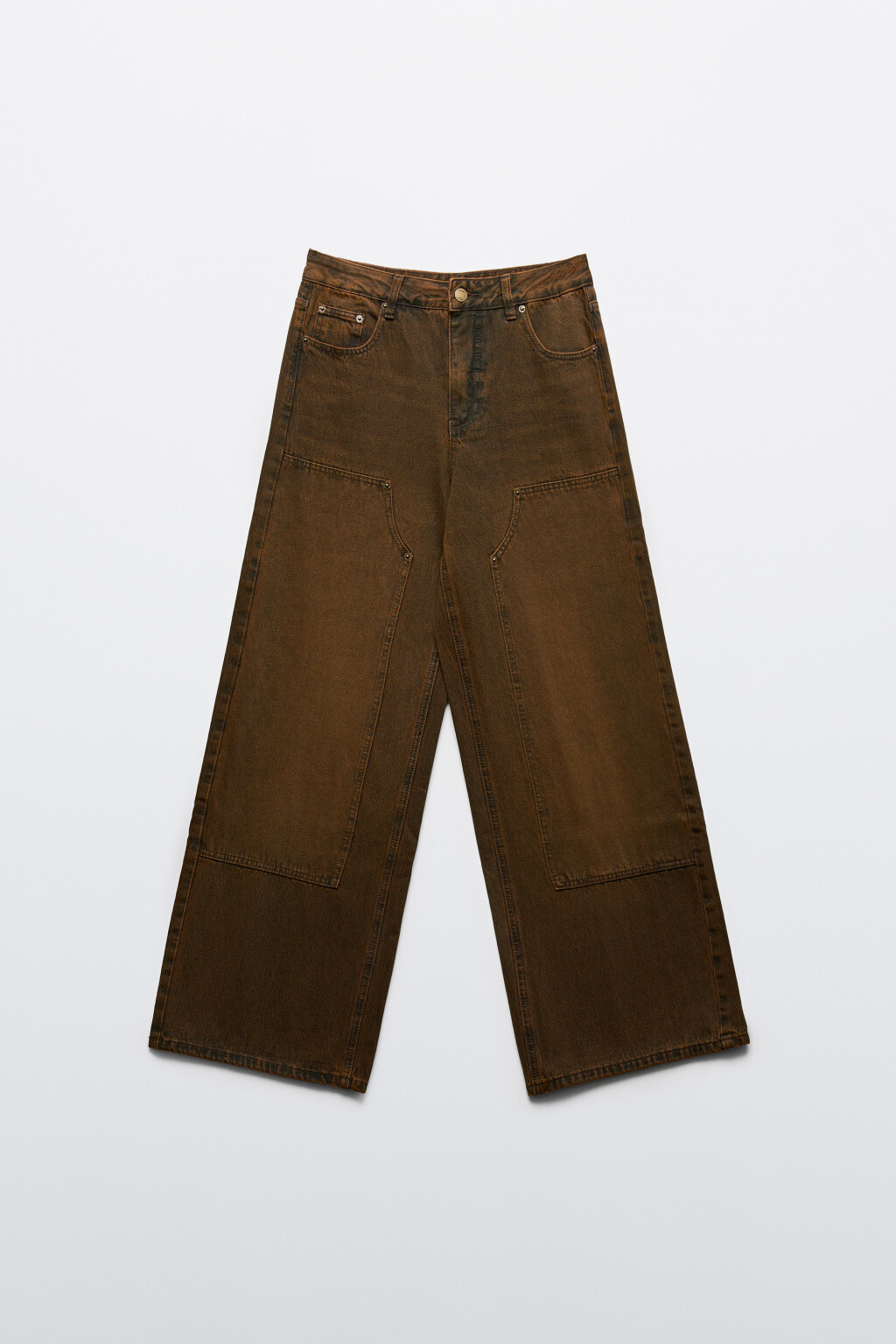Джинсы baggy fit с заклепками - цвет коричневый - 7