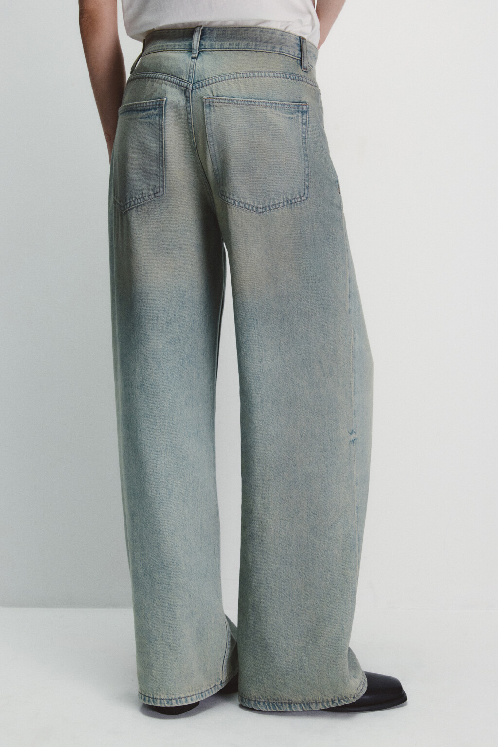 Джинсы baggy fit с эффектом грязного денима - цвет темный тинт - 4