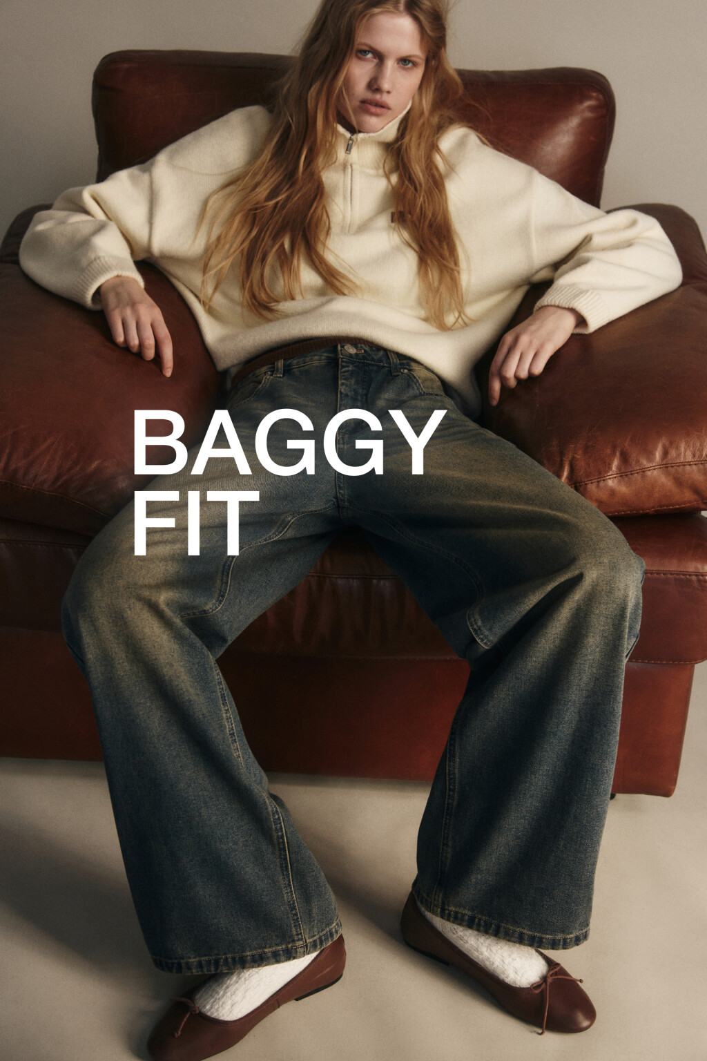 Джинсы baggy fit утепленные с начесом - цвет темный тинт - 8