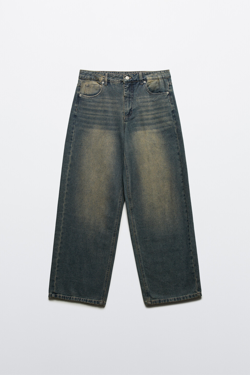 Джинсы baggy fit утепленные с начесом - цвет темный тинт - 7