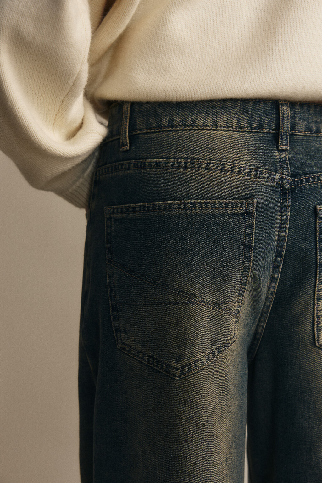 Джинсы baggy fit утепленные с начесом - цвет темный тинт - 6