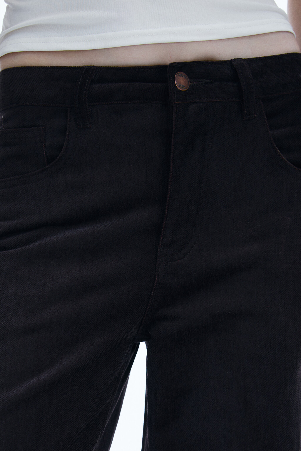 Джинсы прямые с бархатной фактурой - цвет коричневый - 5