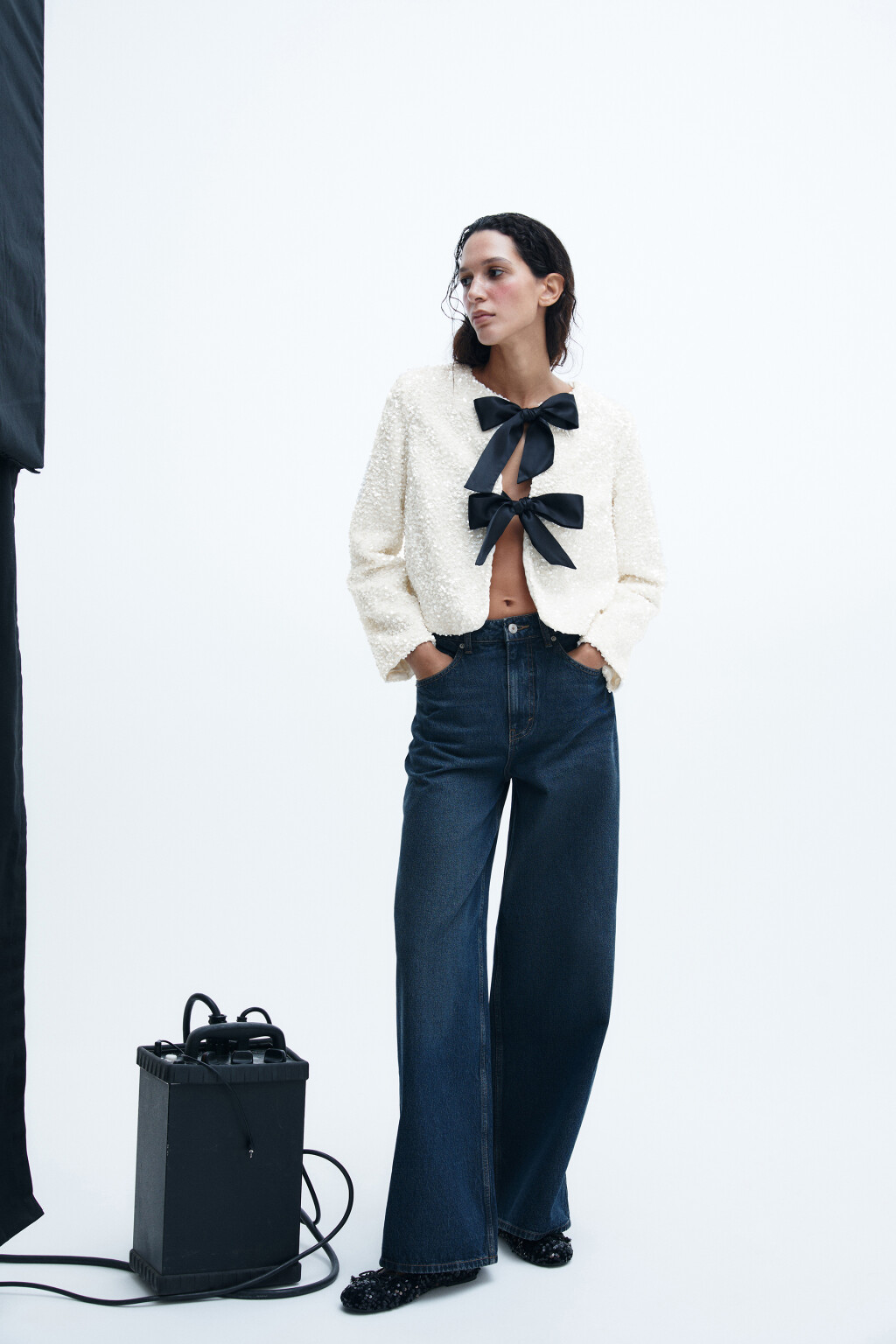 Джинсы wide широкие с высокой посадкой - цвет синий - 1