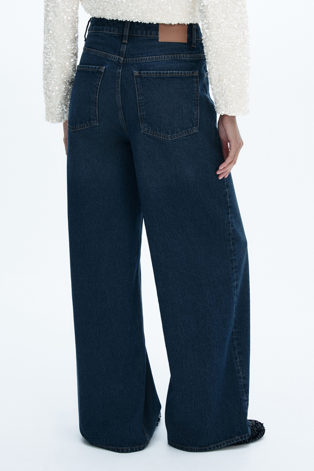Джинсы wide широкие с высокой посадкой - цвет синий - 3