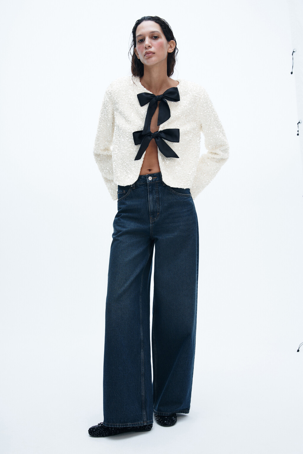 Джинсы wide широкие с высокой посадкой - цвет синий - 4