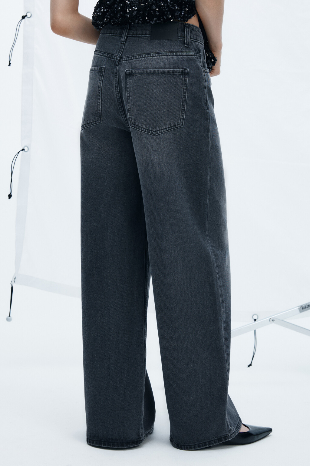 Джинсы wide широкие с высокой посадкой - цвет серый - 4