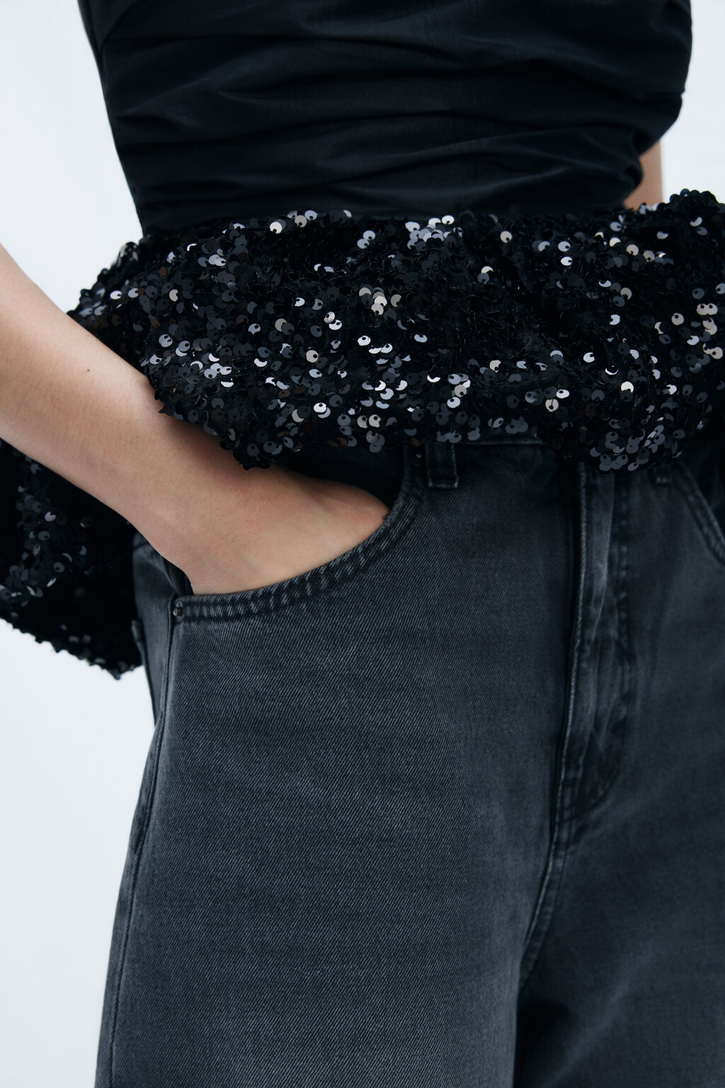 Джинсы wide широкие с высокой посадкой - цвет серый - 7