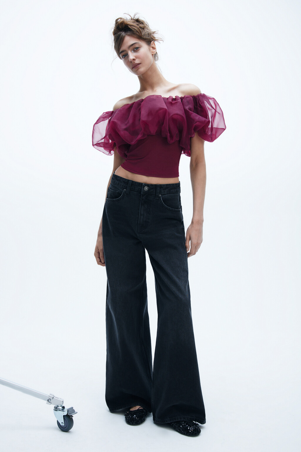 Джинсы wide широкие с высокой посадкой - цвет серый - 4