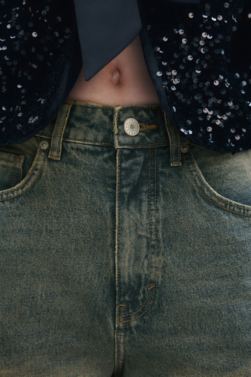 Джинсы wide широкие с высокой посадкой - цвет темный тинт - 6