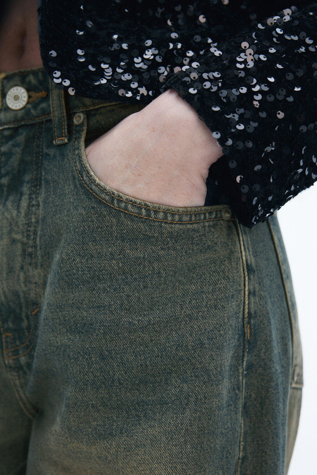 Джинсы wide широкие с высокой посадкой - цвет темный тинт - 7