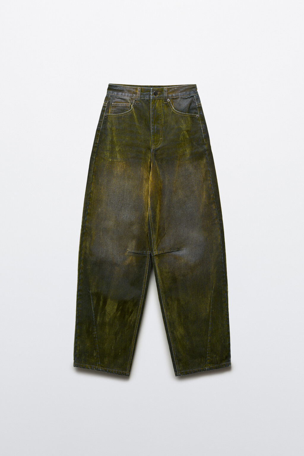 Джинсы barrel fit с флоковым покрытием - цвет зеленый - 8