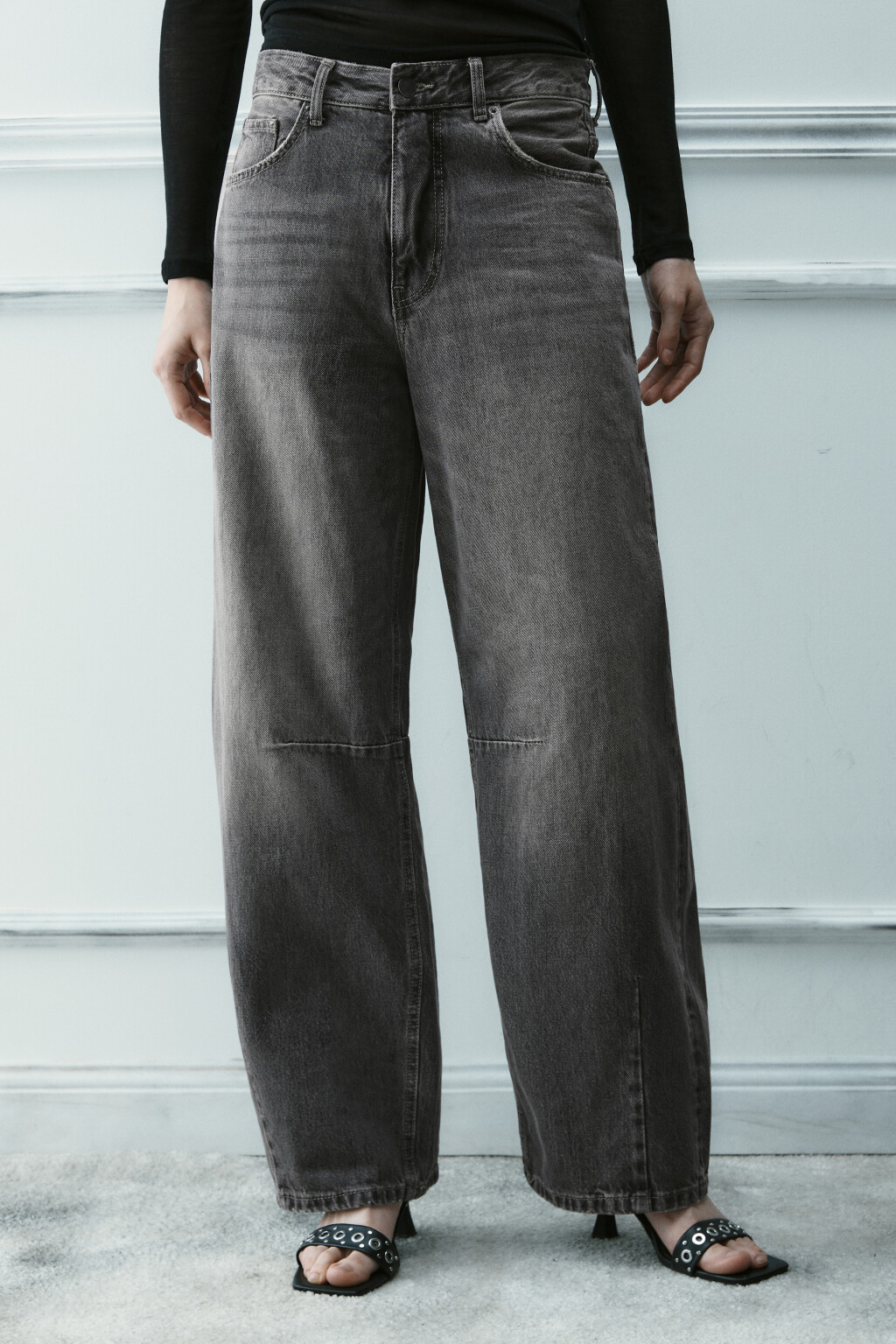 Джинсы barrel fit со средней посадкой - цвет серый - 2