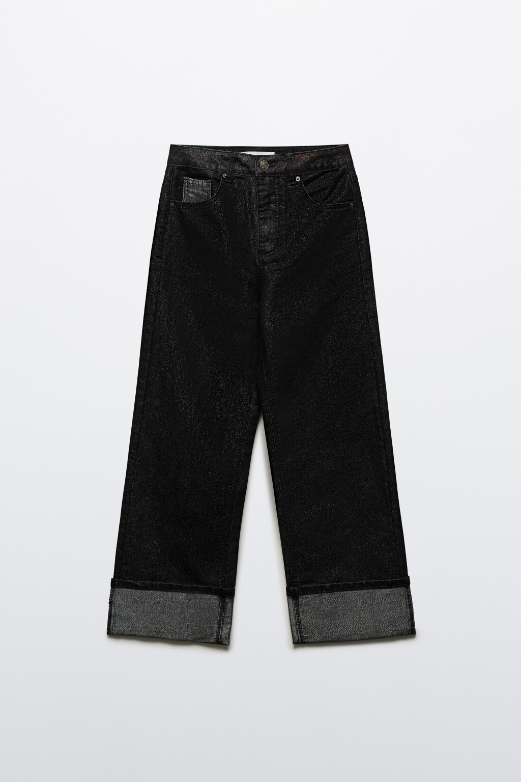 Джинсы прямые с подворотами и люрексом - цвет черный - 7