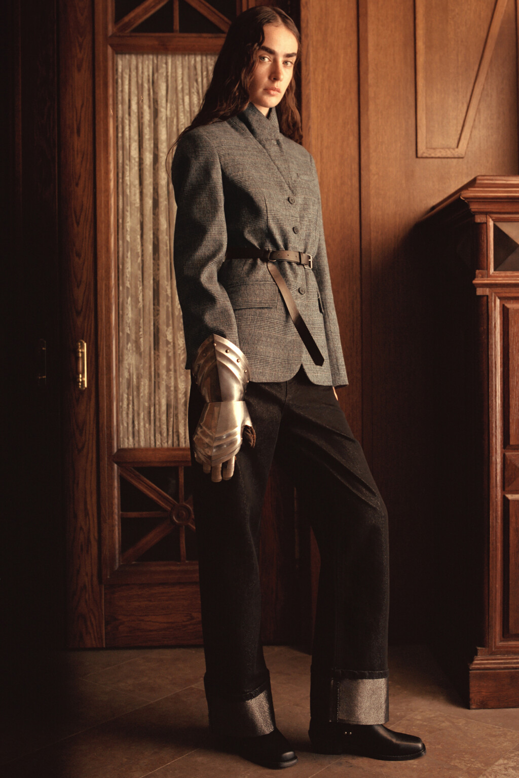 Джинсы прямые с подворотами и люрексом - цвет черный - 8