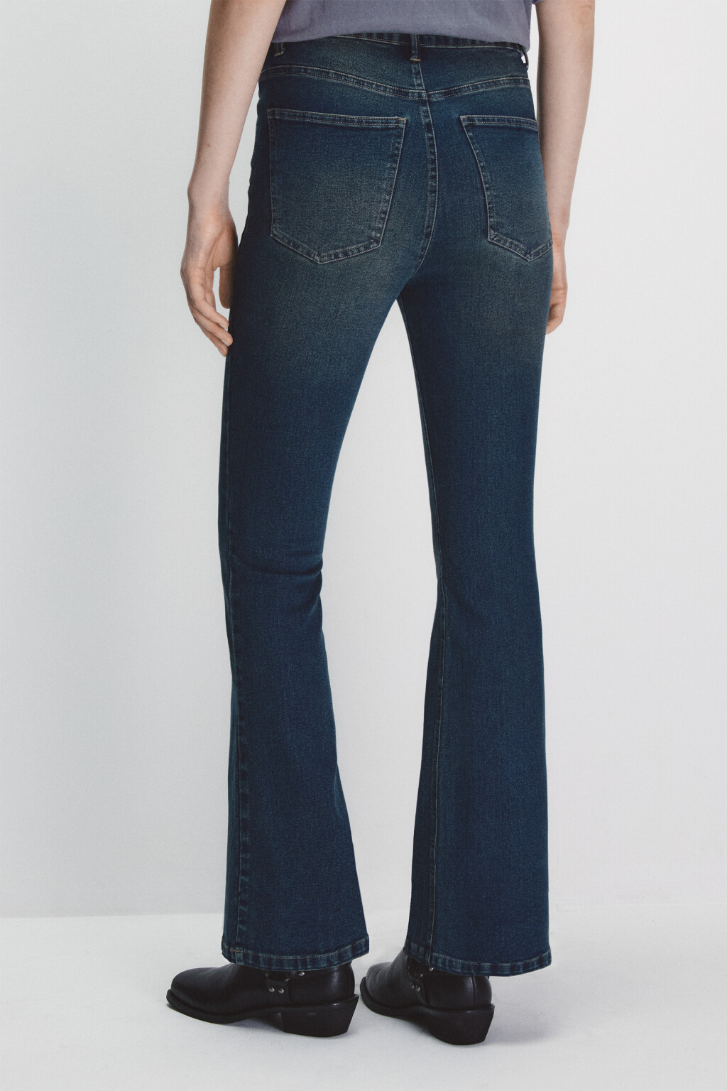 Джинсы клеш с высокой посадкой - цвет синий - 3