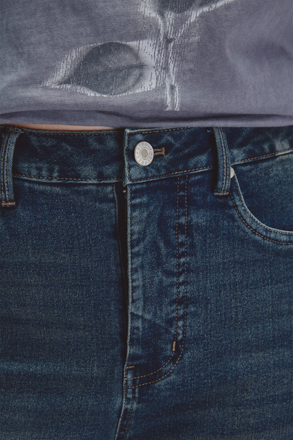 Джинсы клеш с высокой посадкой - цвет синий - 5