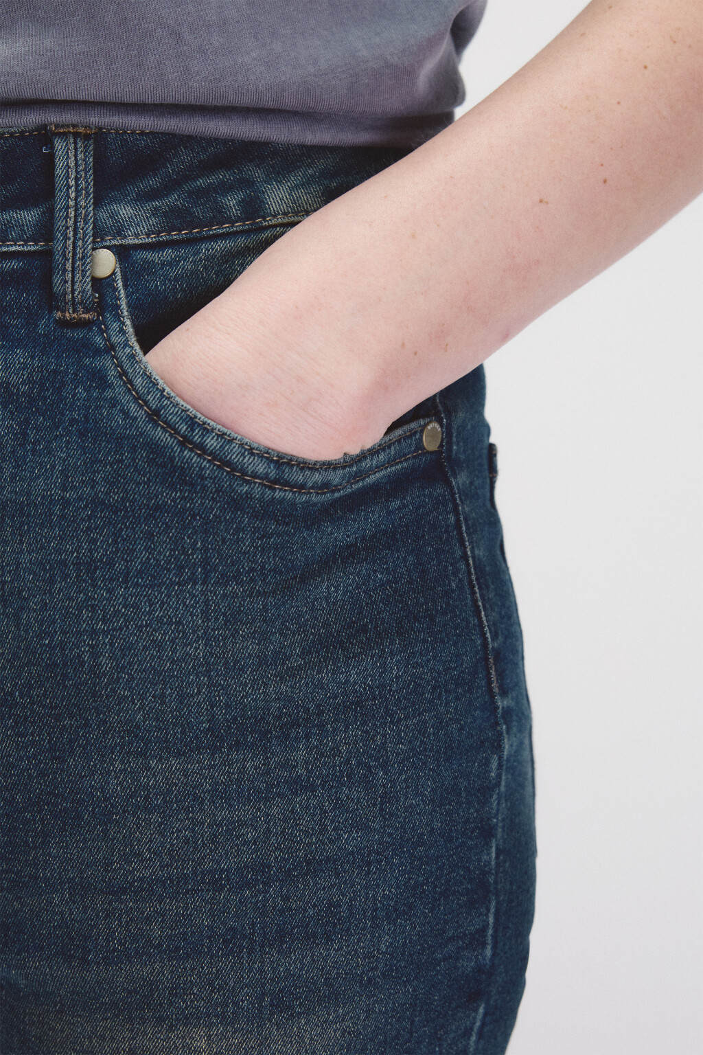 Джинсы клеш с высокой посадкой - цвет синий - 6