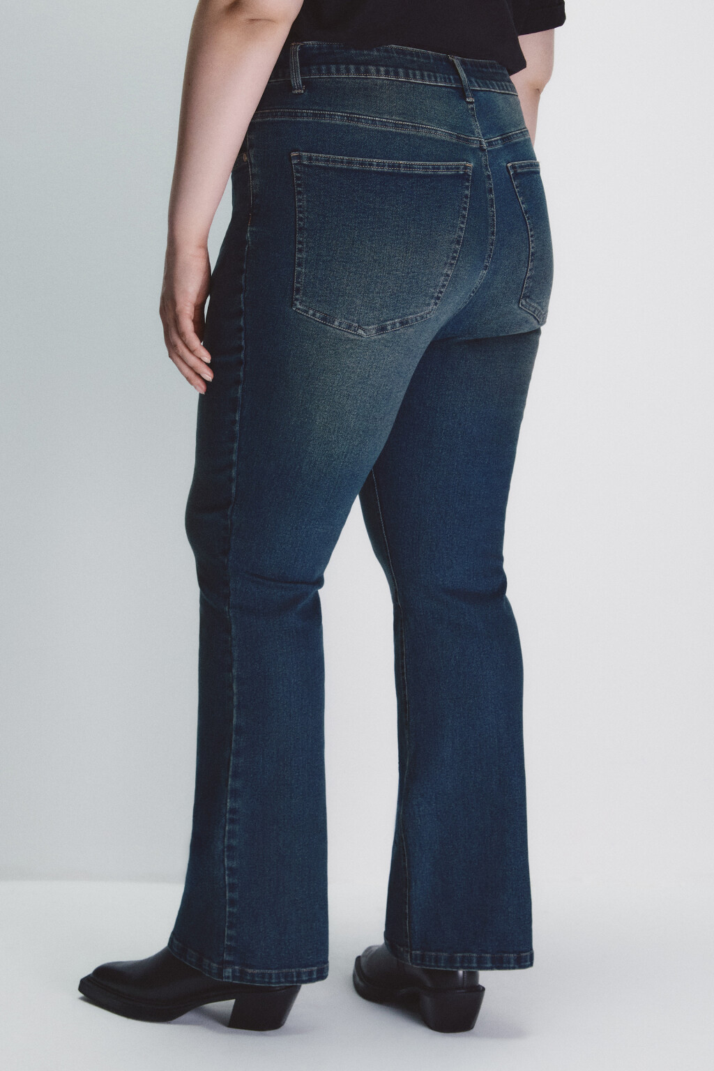 Джинсы клеш с высокой посадкой - цвет синий - 3