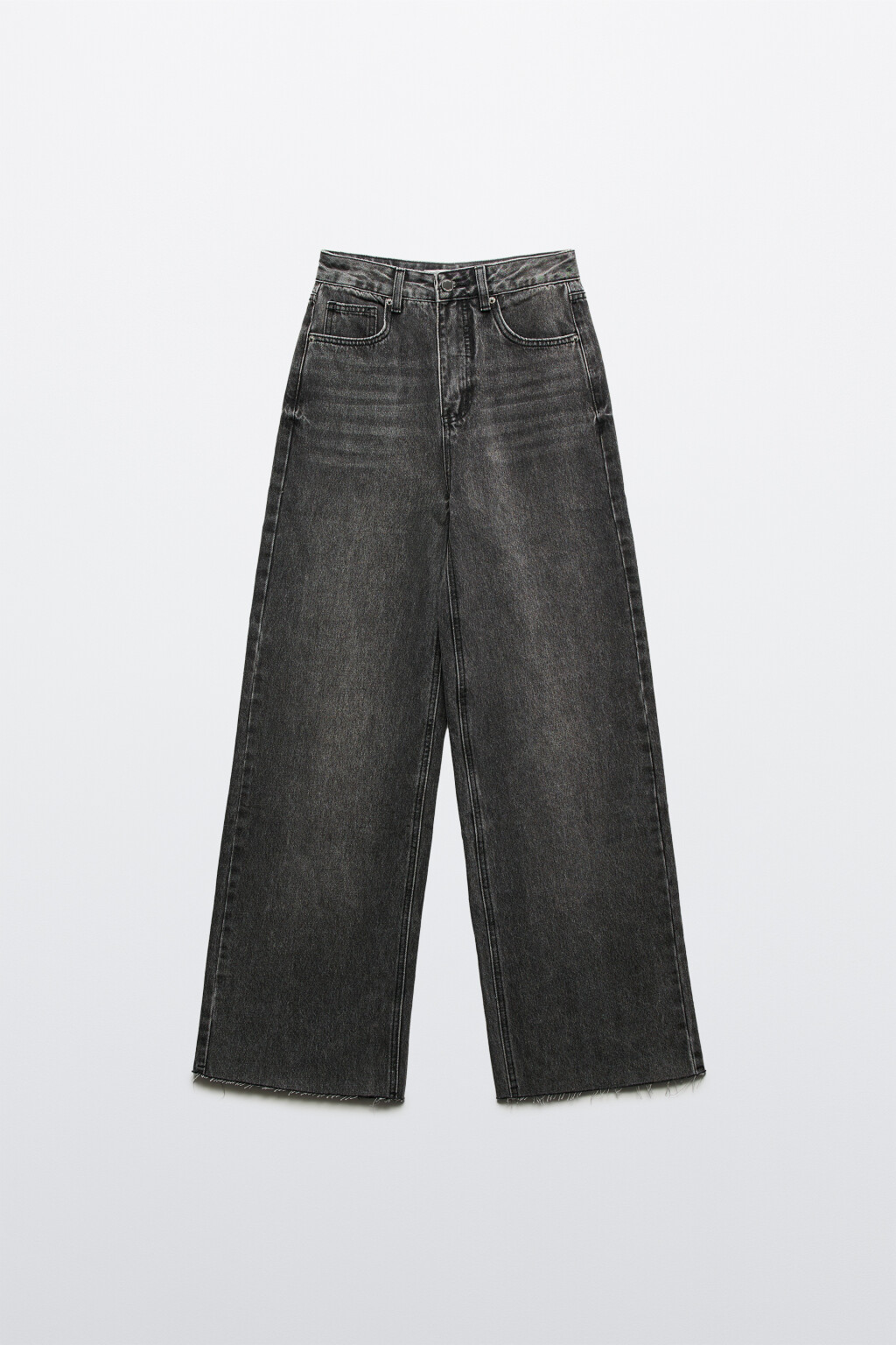 Джинсы широкие с высокой посадкой - цвет серый - 8
