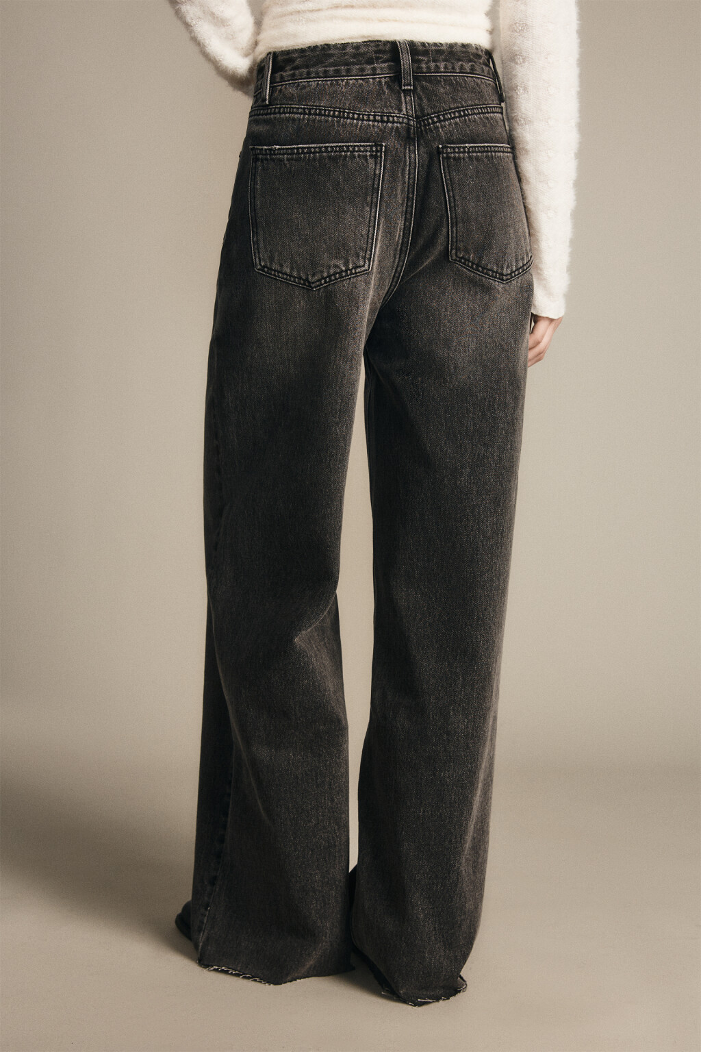 Джинсы широкие с высокой посадкой - цвет серый - 4