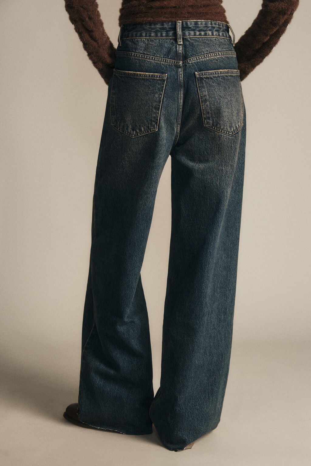 Джинсы широкие с высокой посадкой - цвет темный тинт - 4