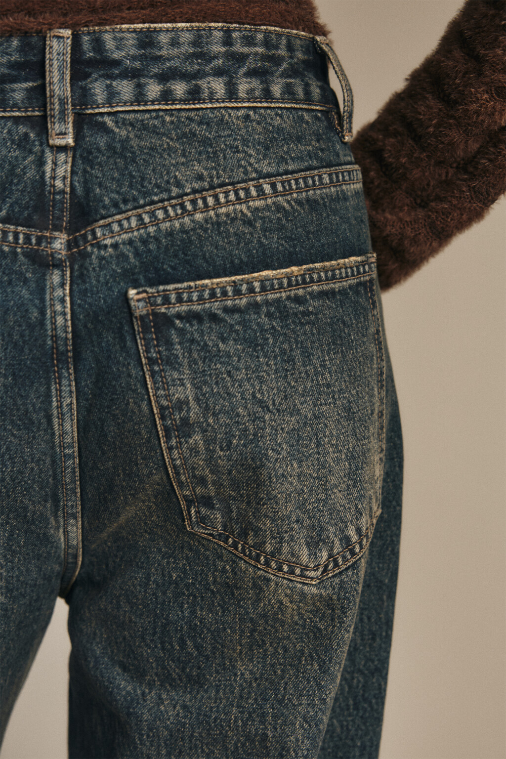 Джинсы широкие с высокой посадкой - цвет темный тинт - 5