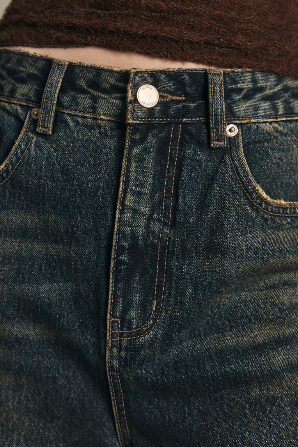 Джинсы широкие с высокой посадкой - цвет темный тинт - 6