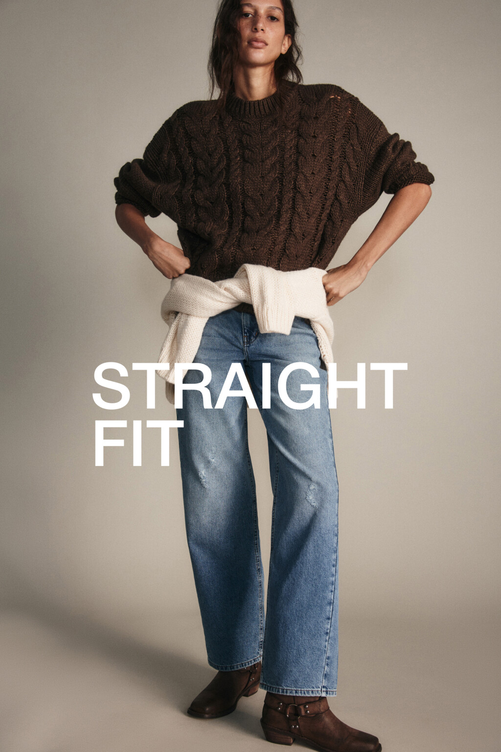 Джинсы прямые со средней посадкой - цвет голубой - 1