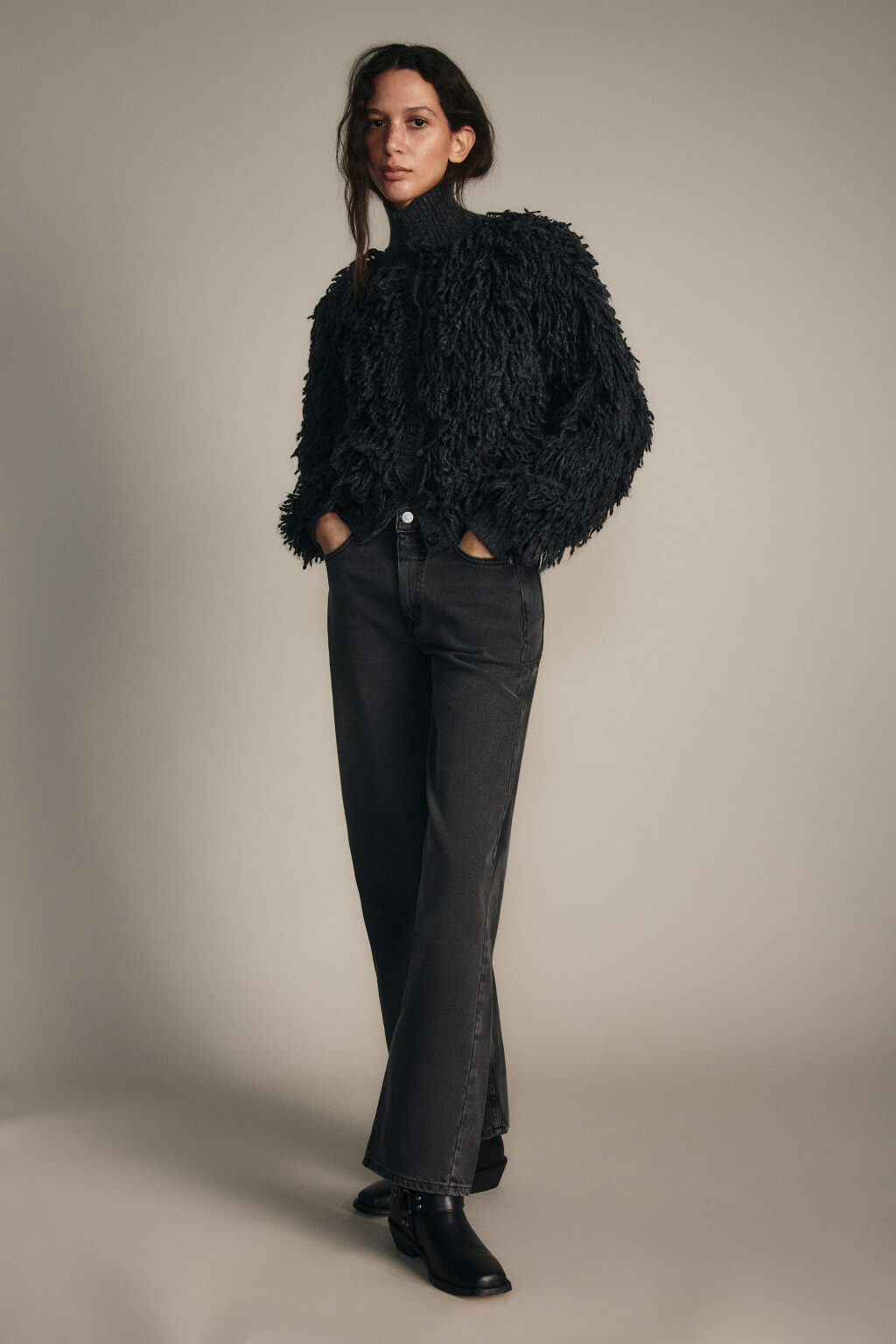 Джинсы прямые со средней посадкой - цвет серый - 1