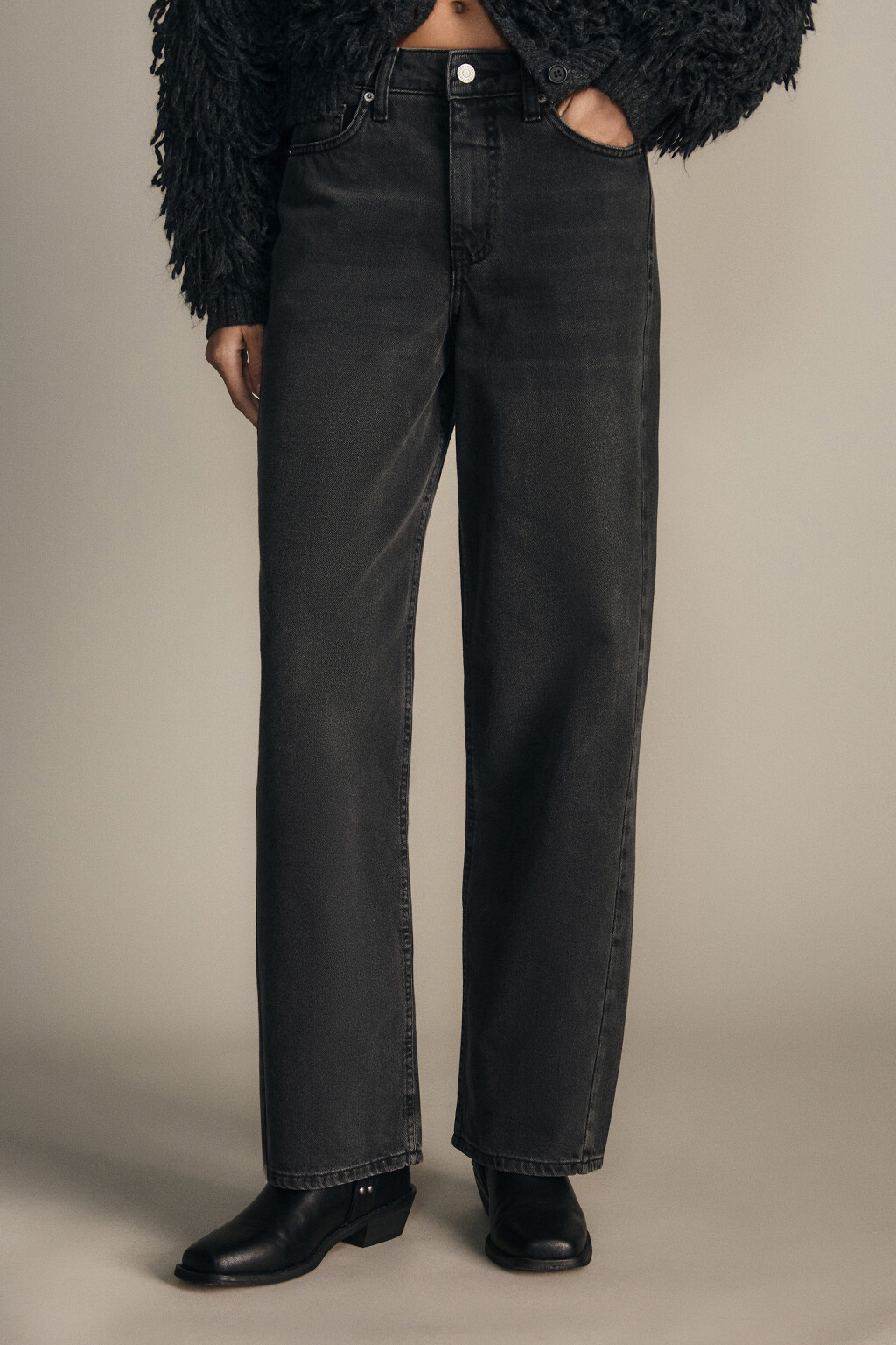 Джинсы прямые со средней посадкой - цвет серый - 2