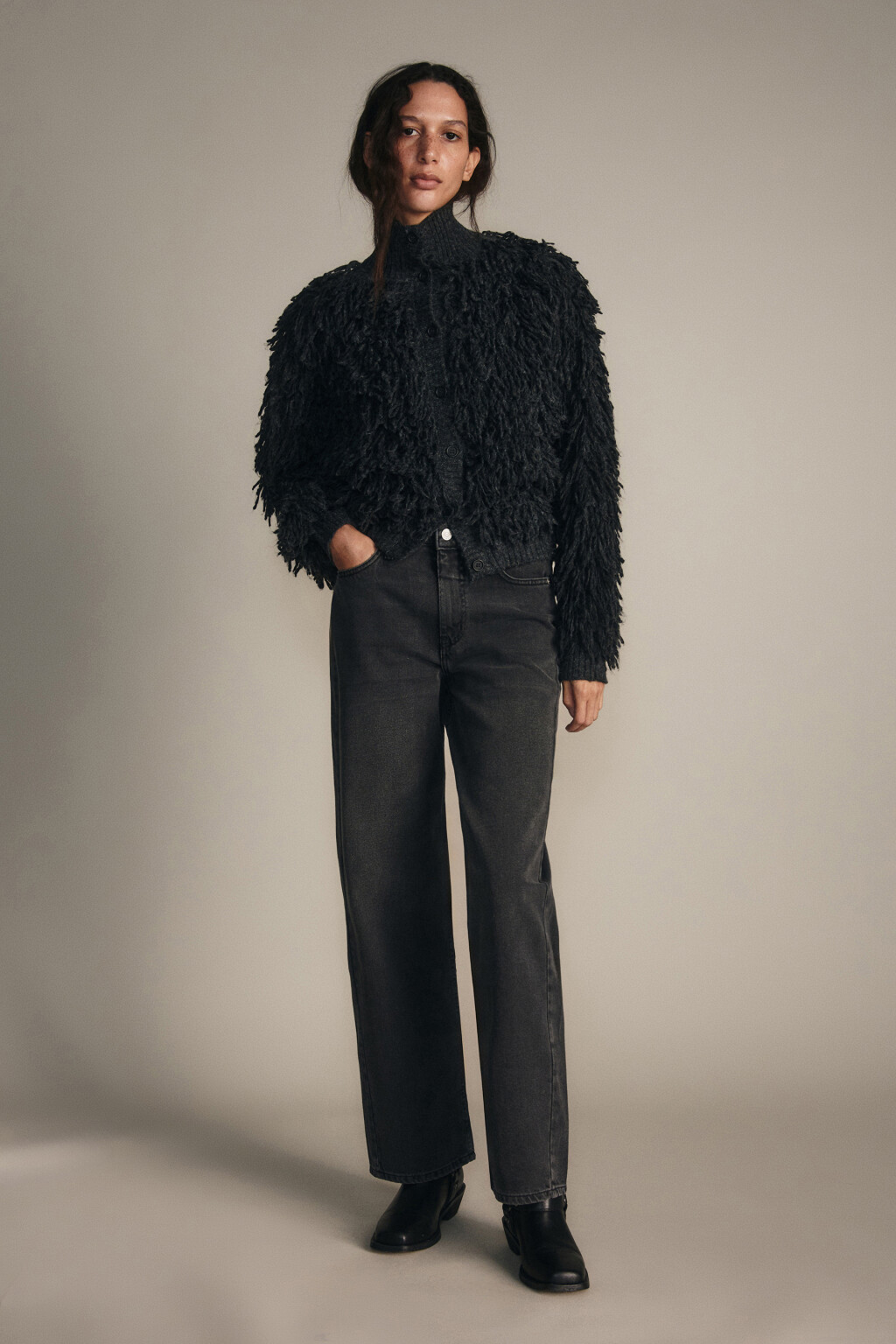 Джинсы прямые со средней посадкой - цвет серый - 4