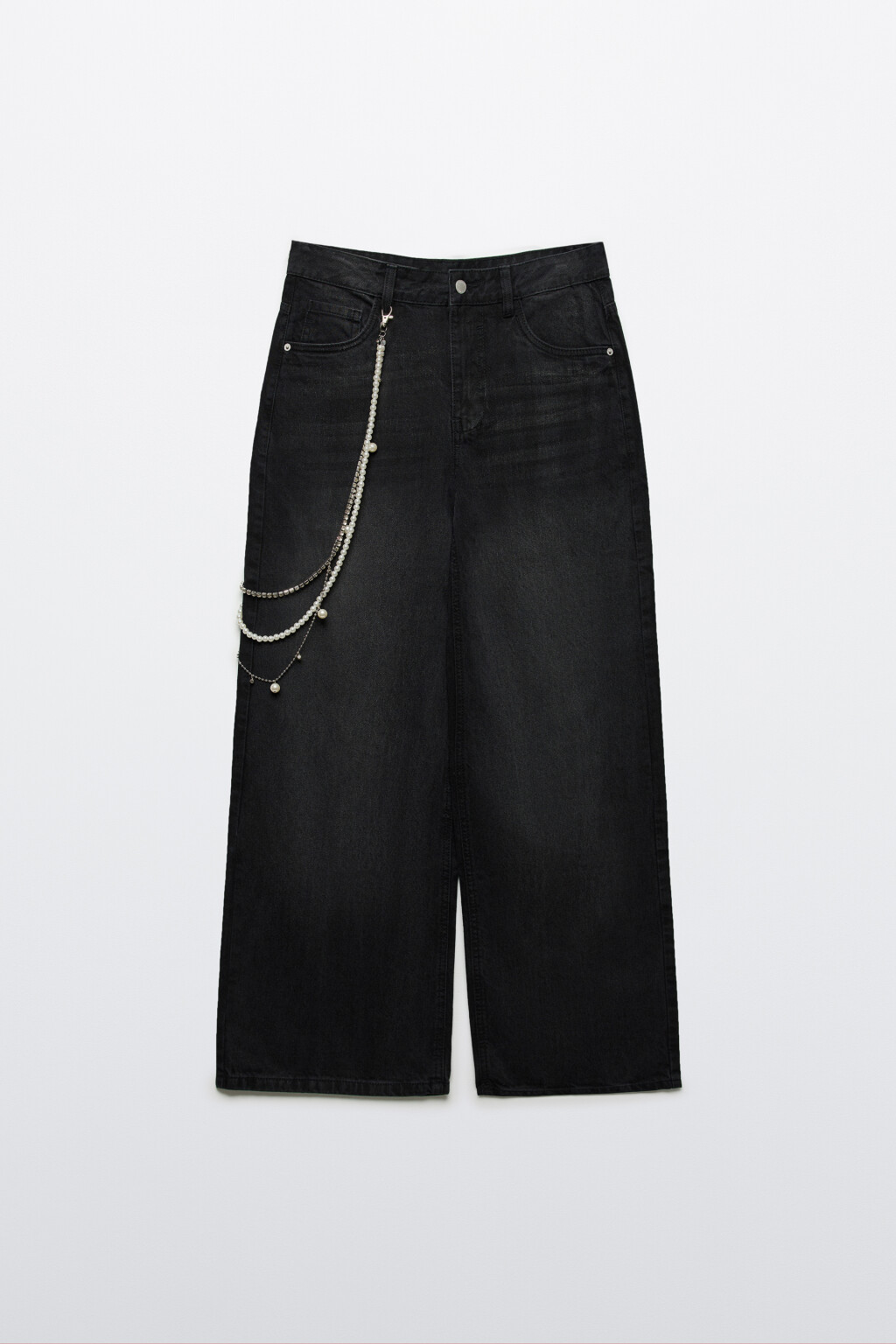 Джинсы baggy fit с обвесом-цепочкой - цвет серый - 7