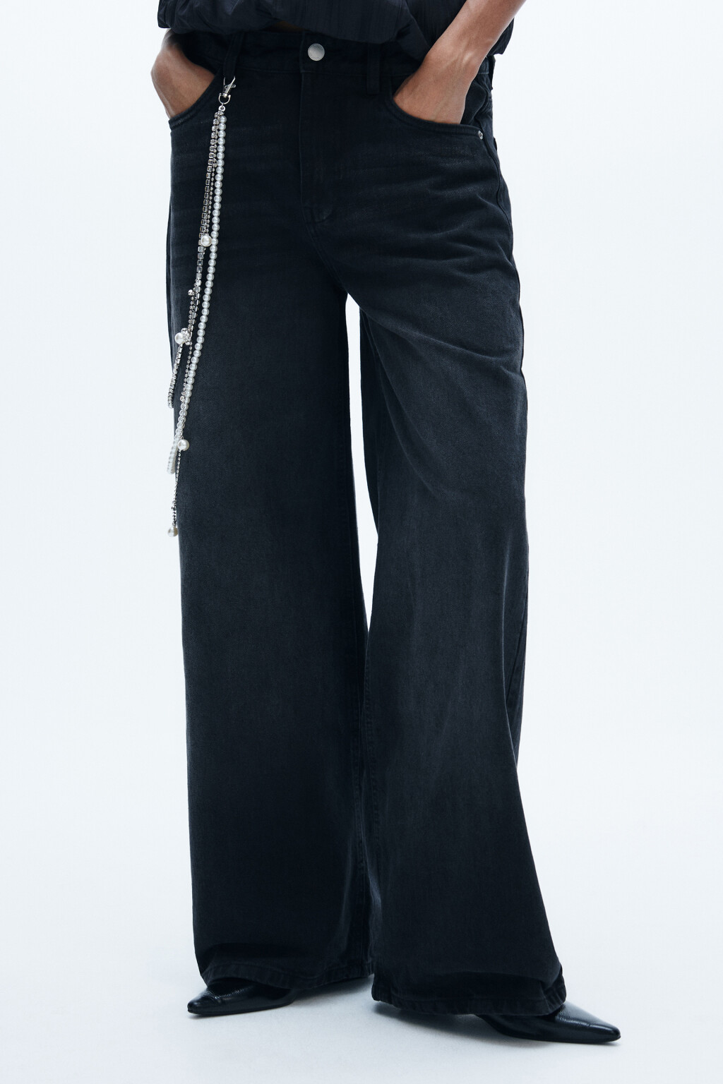 Джинсы baggy fit с обвесом-цепочкой - цвет серый - 2