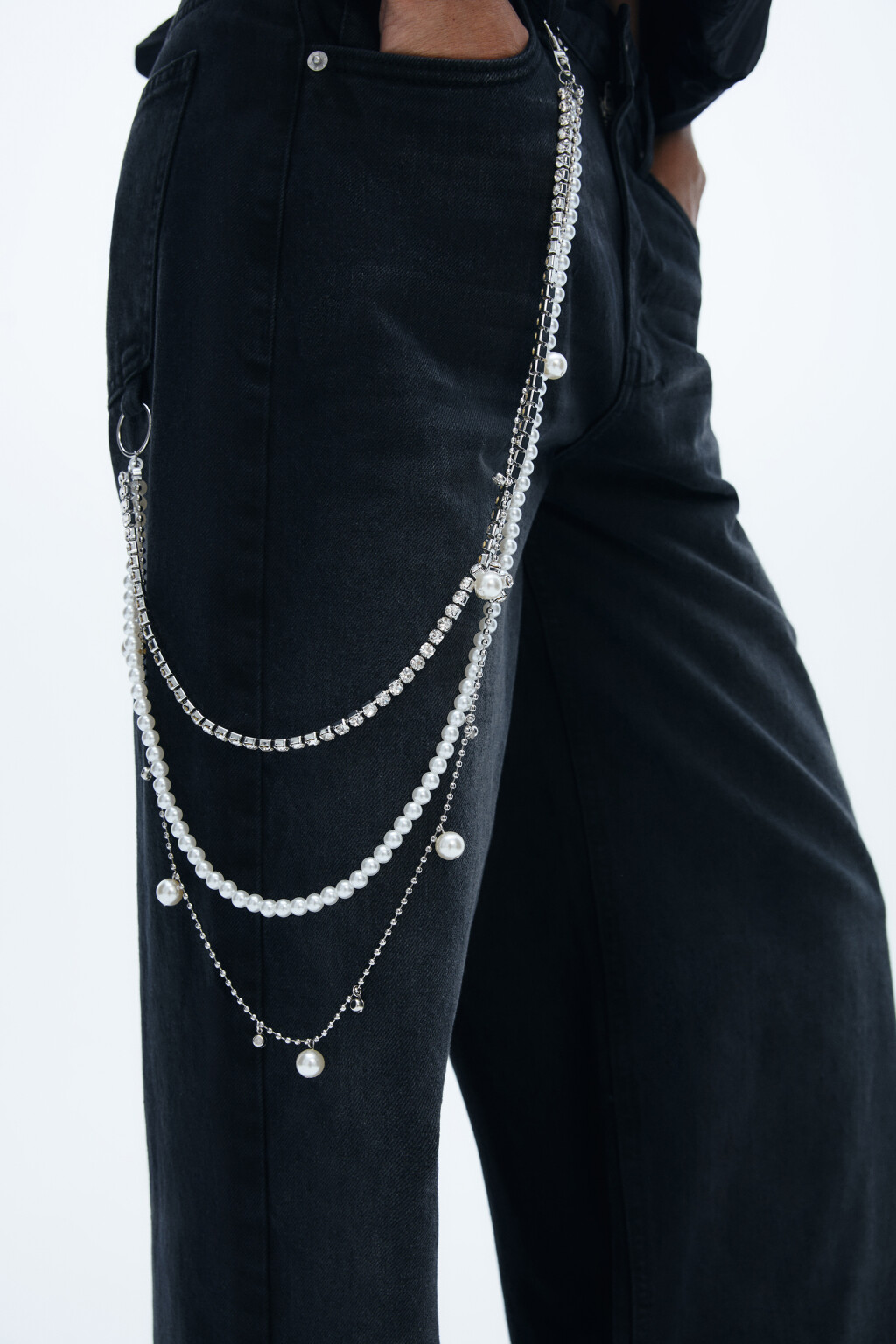 Джинсы baggy fit с обвесом-цепочкой - цвет серый - 6